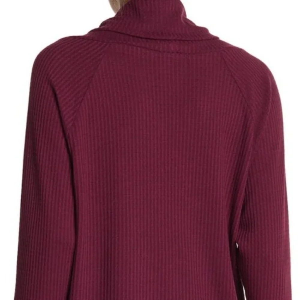 New Bobeau Cowl Neck Raglan Sleeve Thermal Top M